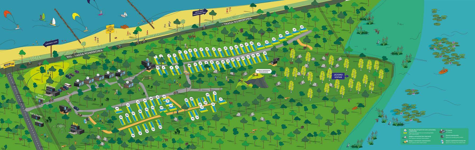 Grafika Mapa Campingu Fly Camp Kopań
